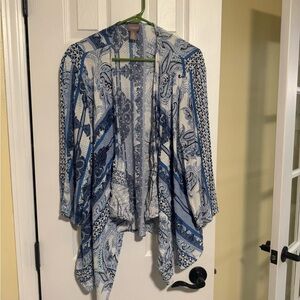 croft & barrow Blue & White Paisley Open-Front Wrap